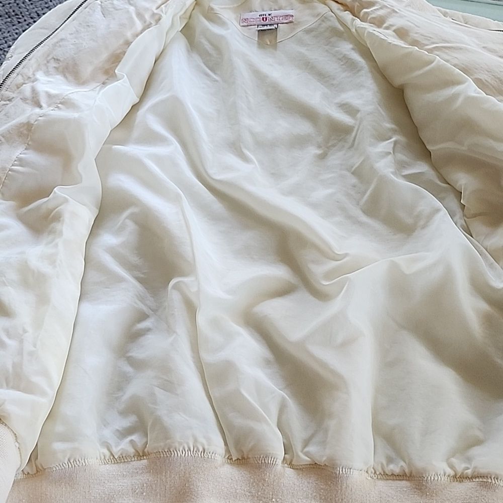 Vintage Y2K Retro Ncounter 100% Silk Puffer Bomber Streetwear Jacket Size Small - Picture 5 of 7
